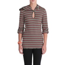 Lole Navona Crinkle Knit Hooded Top - Stretch, Long Sleeve (For Women) in Clay/Nude Combo - Closeouts
