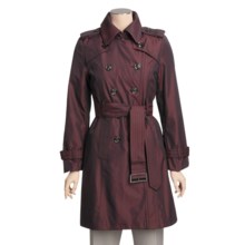 London Fog Double-Breasted Iridescent Trench Coat - Zip-Out Liner (For Women) in Red - Closeouts