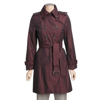 London Fog Double-Breasted Iridescent Trench Coat - Zip-Out Liner (For Women) in Red