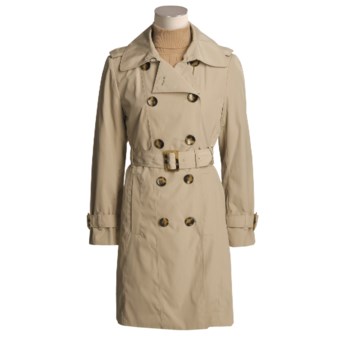 London Fog Faux-Silk Trench Coat - Plus Size, Zip-Out Liner (For Women) in Tan