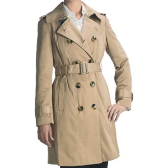 London Fog Faux Silk Trench Coat - Zip-Out Liner (For Women) in Tan