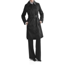 London Fog Hooded Faux Silk Trench Coat - Zip-Out Liner (For Women) in Black - Closeouts