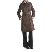 London Fog Hooded Faux Silk Trench Coat - Zip-Out Liner (For Women) in Dark Truffle - Closeouts
