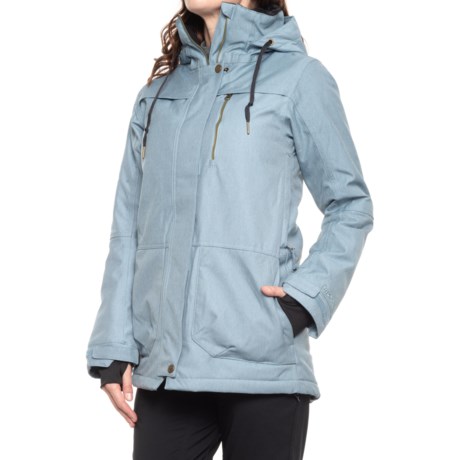 Pulse Long Jacquard Snowboard Jacket - Waterproof, Insulated (For Women) - BLUE DENIM (M )