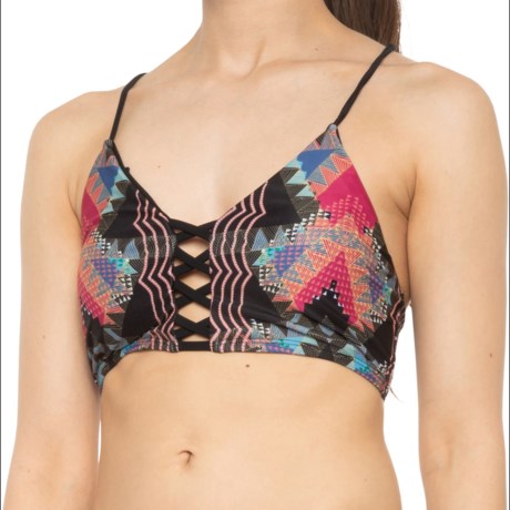 UPC 191152000588 product image for Long Line Corset Back Bikini Top (For Women) - TRIBAL HAZE (L ) | upcitemdb.com