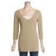 Long V-Neck Shirt - Stretch Cotton, 3/4 Sleeve (For Women)