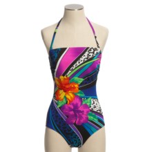 Longitude Halter Swimsuit - 1-Piece, Removable Strap (For Women) in Multi Floral - Closeouts