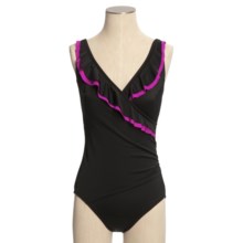 Longitude Ruffled Surplice Swimsuit - 1-Piece (For Women) in Hot Pink - Closeouts
