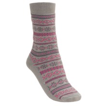 Lorpen Fairisle Socks - Modal- Cotton (For Women) in Silver Grey/Pink - 2nds