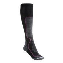 Lorpen Tri-Layer Light Cushion Ski Socks - PrimaLoft®, Merino Wool, Over-the-Calf (For Women) in Black/Grey/Pink - 2nds