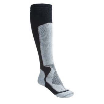 Lorpen Tri-Layer PrimaLoft® Ski Socks - Merino Wool, Medium Cushion, Over-the-Calf (For Women) in Navy/Light Blue