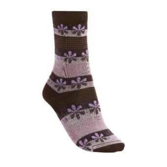 Lorpen Virginia Socks - Modal-Cotton, Crew (For Women) in Chocolate/Mauve