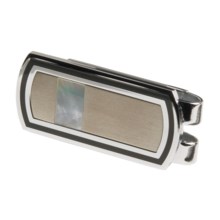 Lotus Black Lacquer Money Clip - Mother-of-Pearl in Stainless Steel/Mop/Black - Closeouts
