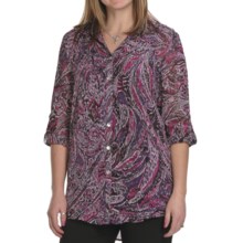 Louben Chiffon Print Blouse - Long Sleeve (For Women) in Hot Pink - Closeouts