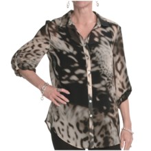 Louben Chiffon Print Blouse - Long Sleeve (For Women) in Praline - Closeouts