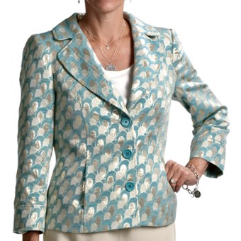 Louben Classic Jacquard Jacket (For Women) in Turquoise