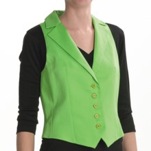 Louben Cotton-Linen Vest - Notched Lapel (For Women) in Parrot Green - Closeouts