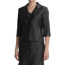 Louben Crinkle Linen Blazer - 3/4 Sleeve (For Women) in Black - Closeouts