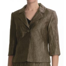 Louben Crinkle Linen Blazer - 3/4 Sleeve (For Women) in Olive - Closeouts