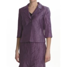 Louben Crinkle Linen Blazer - 3/4 Sleeve (For Women) in Raisin - Closeouts