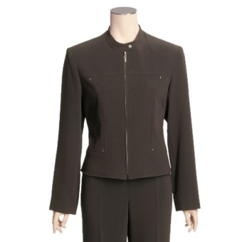Louben Mandarin Collar Jacket - Zip Front (For Women) in Brown