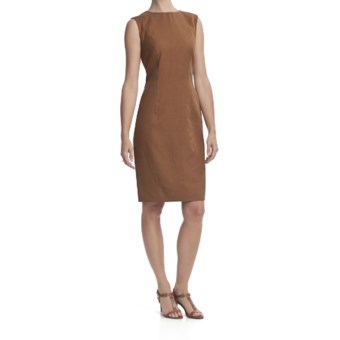 Louben Sheath Dress - Linen-Rayon, Sleeveless (For Women) in Mocha