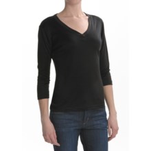 Louben Silk-Cotton Shirt - 3/4 Sleeve (For Women) in Black - Closeouts