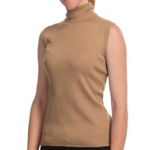Louben Silk Turtleneck - Sleeveless (For Women) in Biscotti - Closeouts