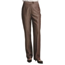 Louben Thin Pinstripe Pants - Tab Front (For Women) in Brown Stripe - Closeouts