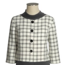 Louben Wide Neck Crop Jacket - 3/4 Sleeve (For Women) in White/Jet Black - Closeouts