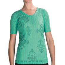 lucy Meditation Burnout T-Shirt - Scoop Neck, Short Sleeve (For Women) in Atlantis/Medal - Closeouts