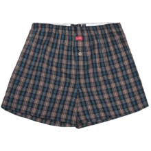 Luk Cotton Plaid Boxer Shorts - Underwear (For Men) in Black/Brown/Blue - Closeouts