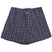 Luk Cotton Plaid Boxer Shorts - Underwear (For Men) in Navy/Red/White - Closeouts