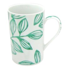 Lulu DK Leaf Porcelain Mugs - Set of 4 in Green - Closeouts