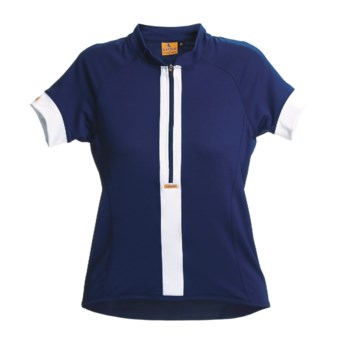 Luna Sport Clothing Stripe Cycling Jersey - Half-Zip, Short Sleeve (For Women) in Denim