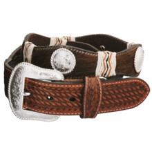 M & F Western Products Rawhide Wrap Belt with Conchos - Leather, Calf Hair (For Men) in Tan - Closeouts