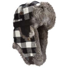 Mad Bomber® Aviator Hat - Rabbit Fur, Insulated (For Men and Women) in Black/White Plaid W/Grey Fur - Closeouts