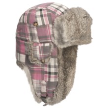 Mad Bomber® Aviator Hat - Rabbit Fur, Insulated (For Men and Women) in Pink/White Patchwork W/Grey Fur - Closeouts