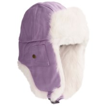 Mad Bomber® Euro Aviator Hat - Leather, Rabbit Fur, Insulated (For Men and Women) in Lavendor W/White Fur - Closeouts