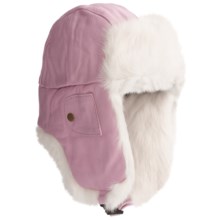 Mad Bomber® Euro Aviator Hat - Leather, Rabbit Fur, Insulated (For Men and Women) in Pink W/White Fur - Closeouts