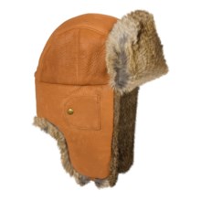 Mad Bomber® Leather Aviator Hat - Rabbit Fur (For Men and Women) in Saddletan W/Brown Fur - Closeouts