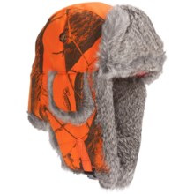 Mad Bomber® Lil’ Camo Aviator Hat - Canvas, Fur Trim, Ear Flaps (For Kids) in Blaze Realtree W/Brown Fur - Closeouts
