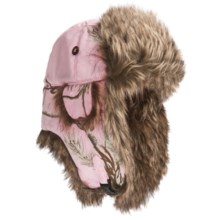 Mad Bomber® Lil’ Camo Aviator Hat - Canvas, Fur Trim, Ear Flaps (For Kids) in Pink Realtree W/Brown Fur - Closeouts