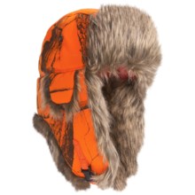 Mad Bomber® Lil’ Camo Canvas Aviator Hat - Faux Fur (For Kids) in Blaze Realtree W/Brown Fur - Closeouts