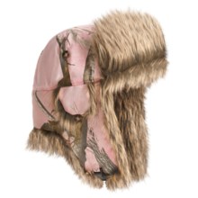 Mad Bomber® Lil’ Camo Canvas Aviator Hat - Faux Fur (For Kids) in Pink Realtree W/Brown Fur - Closeouts