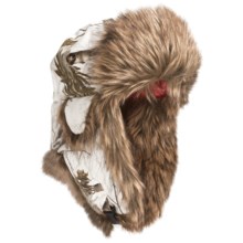 Mad Bomber® Lil’ Camo Canvas Aviator Hat - Faux Fur (For Kids) in Snow Realtree W/Brown Fur - Closeouts