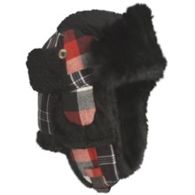 Mad Bomber® Patchwork Aviator Hat (For Men and Women) in Black/Red W/Black Fur - Closeouts