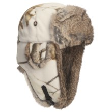 Mad Bomber® Poly Fleece Aviator Hat - Rabbit Fur, Insulated (For Men and Women) in Snow Camo W/Brown Fur - Closeouts