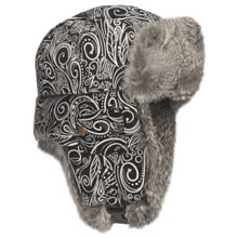 Mad Bomber® Sateen Aviator Hat - Euro Fit, Rex Rabbit Fur, Insulated (For Men and Women) in Black/White Swirl W/Grey Fur - Closeouts