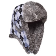 Mad Bomber® Supplex Aviator Hat (For Kids) in Blue Diamond W/Grey Fur - Closeouts